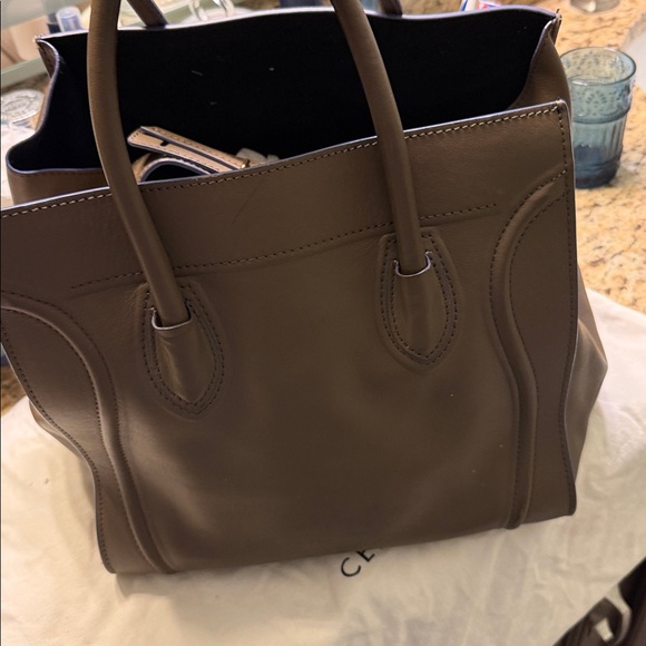 Celine Taupe Leather Satchel - Picture 4 of 10